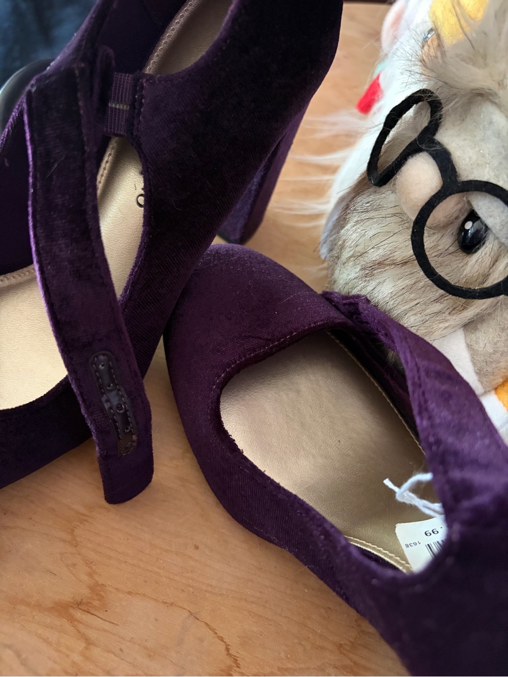 Christian Siriano Purple Velvet Mary Jane Block Heels - Picture 5 of 6